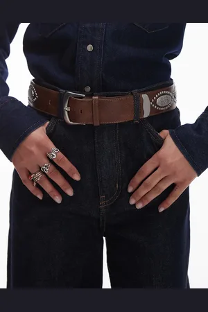 MANGO Large studded chunky belt in