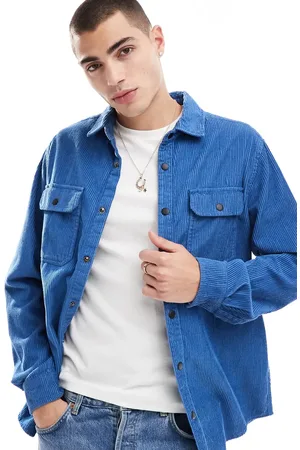 ASOS Cord overshirt with poppers in blue