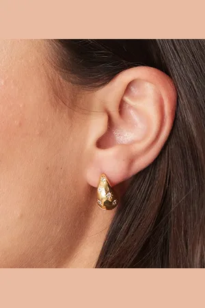 Orelia Tapered crystal starburst hoop earrings in 18k plated