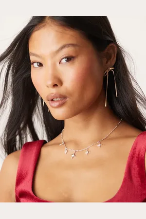 Orelia Mixed starburst charm necklace in sterling plated
