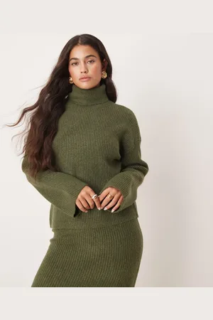 VILA Roll neck knitted jumper co-ord in khaki
