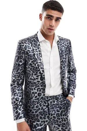 Twisted Tailor Suit jacket in mono leopard co-ord