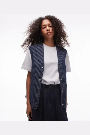 Topshop Denim gilet in stripe