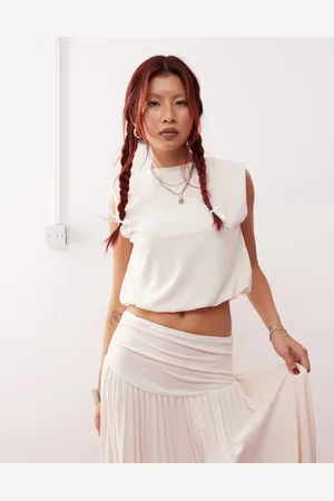 Lioness Knitted boxy sleeveless crop top co-ord in ivory