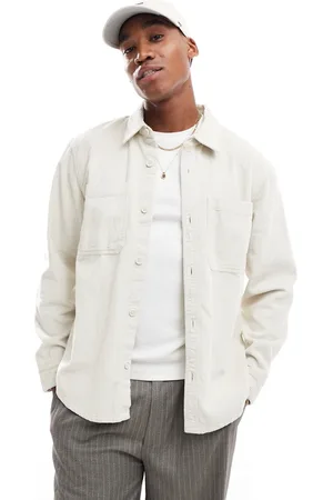 Hollister Wide wale cord overshirt in cream
