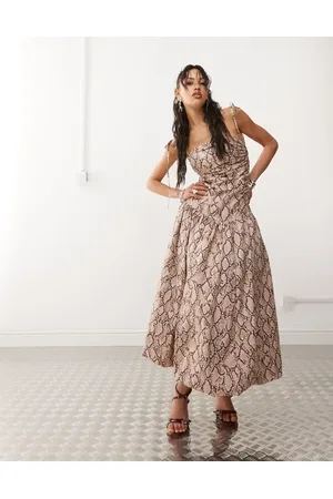 Amy Lynn Alexa puffball printed midi dress in snake
