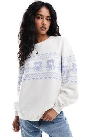 Hollister Crew neck fairisle jumper cream
