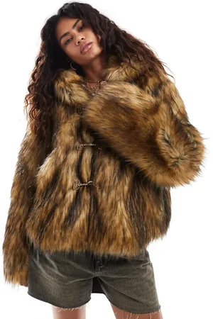 The Ragged Priest Faux fur hooded coat in camel