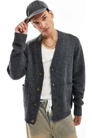 Native Youth Relaxed knitted cardigan in charcoal marl