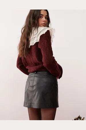 Miss Selfridge Faux leather heart pocket mini skirt