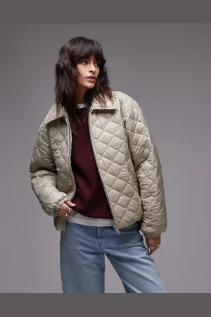 Topshop Quilted liner jacket in stone