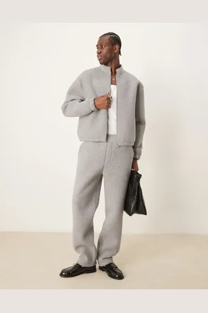 ASOS Premium felt straight leg joggers in marl