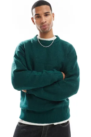 JACK & JONES Oversized fluffy crew neck jumper in dark