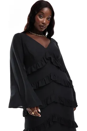Pretty Lavish Long sleeve ruffle maxi dress in