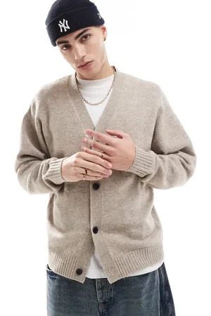 JACK & JONES Oversized fluffy cardigan in beige