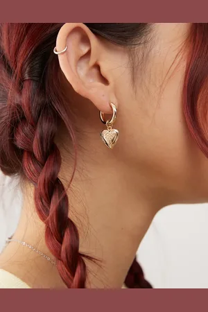 Monki Small heart hoop earrings in