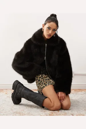 Weekday Yara faux fur jacket in dark