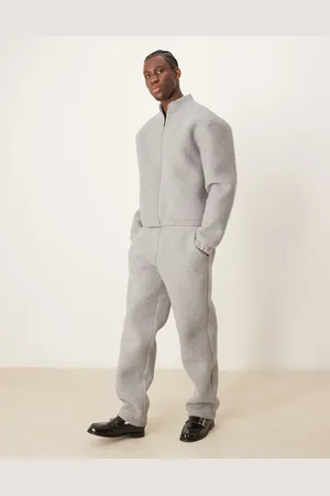 ASOS Premium boxy oversized Scuba felt zip through track jacket in marl