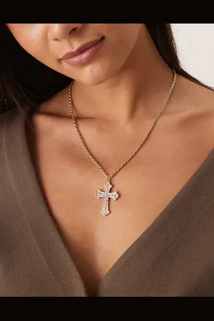 DesignB London Embellished cross pendant necklace in