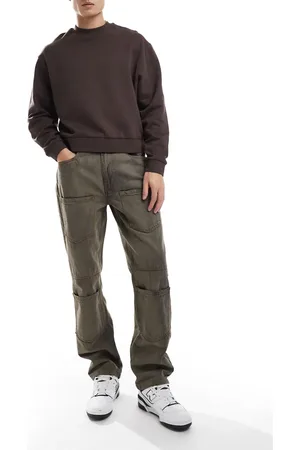Native Youth Patch pocket relaxed straight leg jeans in acid wash