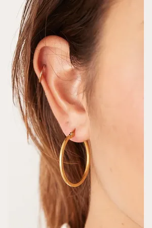 LOST SOULS Stainless steel 18ct plated 30mm hoop earrings