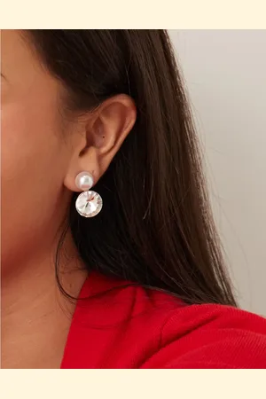 DesignB London Pearl and crystal drop earrings in gold