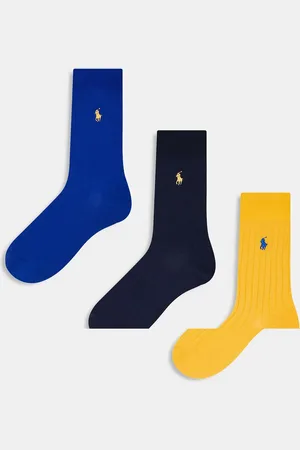 Ralph Lauren 3 pack egyptian cotton socks with logo in and yellow