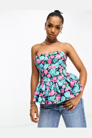 The Frolic Exclusive garden floral taffeta corset top in