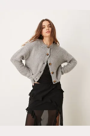 Glamorous Chunky boxy crop knit cardigan in marl
