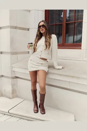 The Frolic X Bella Stovey exclusive pocket detail knitted mini skirt co-ord in cream