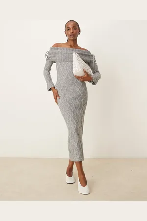 The Frolic Exclusive cable knit bardot maxi jumper dress in