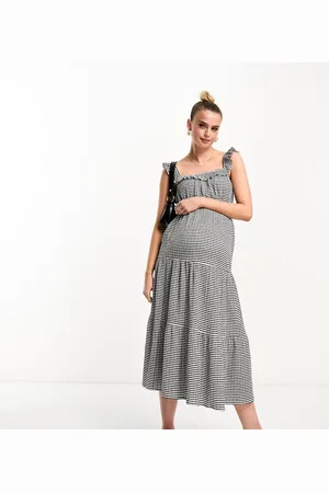 The Frolic The Frolic exclusive Maternity tiered summer beach skirt co-ord in black and white gingham