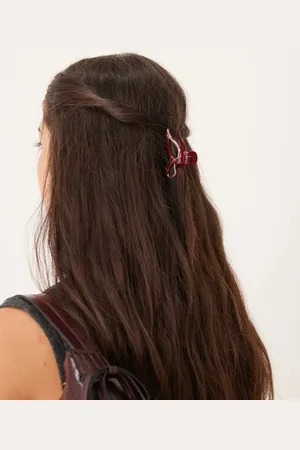 Sui Ava Bow Elegance mini hair claw in burgundy