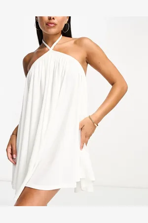 The Frolic Exclusive sunstone halter volume mini summer dress in waffle