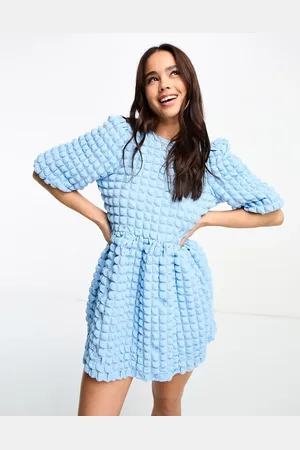 The Frolic Exclusive textured tie back bubble mini dress in