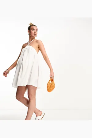 The Frolic The Frolic exclusive Maternity sunstone halter volume mini summer dress in waffle
