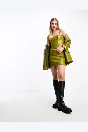 The Frolic Exclusive patent croc corset top co-ord in fern