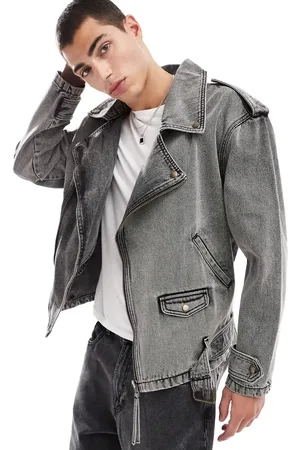 ASOS Oversized biker jacket in washed