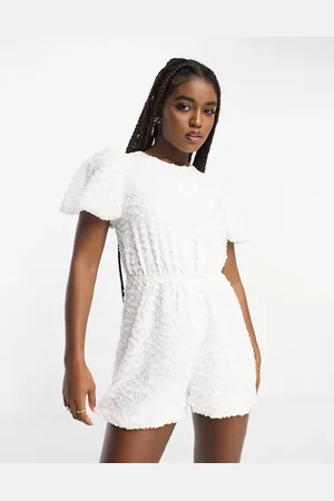 The Frolic Exclusive textured floral jacquard playsuit in