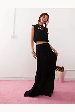 Lioness Pleated drop waist knitted maxi skirt co-ord in