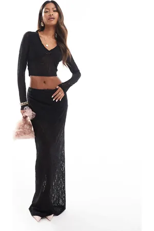 The Frolic Exclusive lace bow detail maxi skirt co-ord in