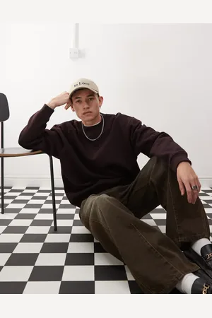 Weekday Oversized heavyweight jersey sweatshirt in burgundy