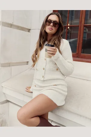 The Frolic X Bella Stovey exclusive pocket detail button through knitted cardigan co-ord in cream