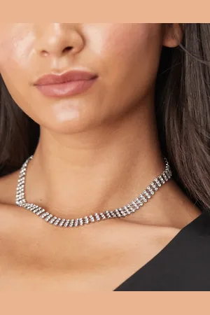 DesignB London Waterfall rhinestone necklace in