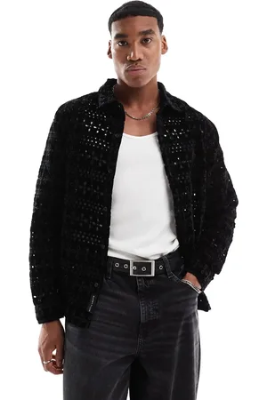 Native Youth Velvet broidery shirt in black