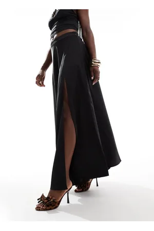 ASOS Satin maxi skirt with split detail in