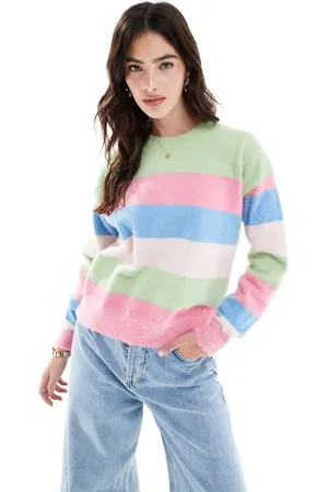 Brave Soul Fluffy knitted jumper in stripe