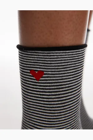 & OTHER STORIES Heart socks in black and white stripe