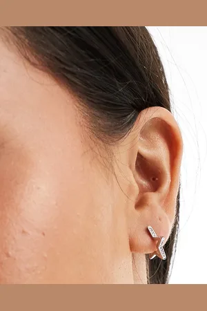 Kingsley Ryan Crystal star hoop earrings in sterling