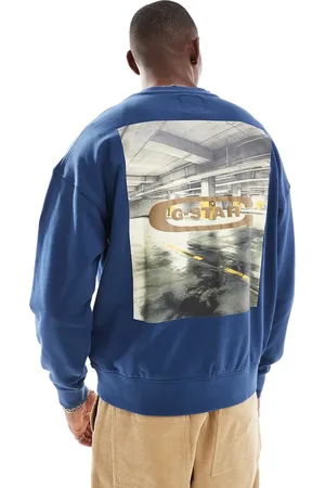 G-Star Oversized sweatshirt in dark with chest logo and back photographic print